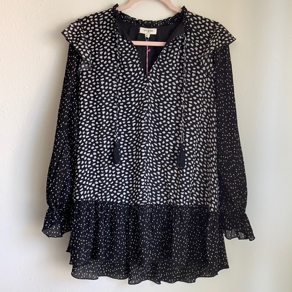 NWT Umgee ruffled trim vneck tunic mini dress size s - Picture 1 of 3